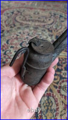 Rare Antique Early Primitive Metal Large Miners Oil Lamp Dunlap Pittsburgh 5
