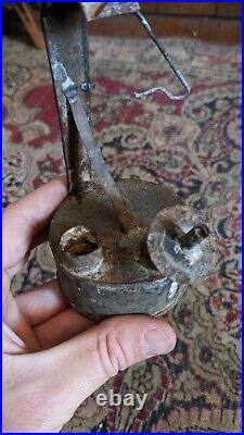 Rare Antique Early Primitive Metal Tin Betty Whale Oil Grease Lamp 5.5