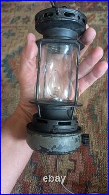 Rare Antique Early Primitive Metal Tin Dietz Skaters Lantern 7.5 Electrified