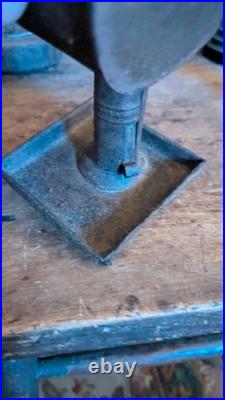 Rare Antique Early Primitive Metal Tin Double Lard Whale Oil Burner 6