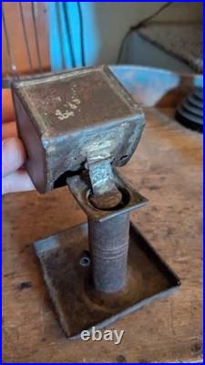Rare Antique Early Primitive Metal Tin Double Lard Whale Oil Burner 6