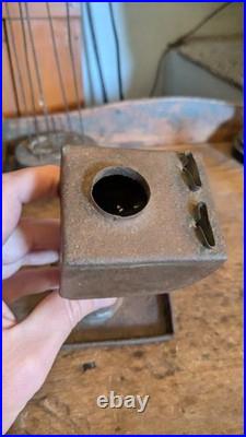 Rare Antique Early Primitive Metal Tin Double Lard Whale Oil Burner 6