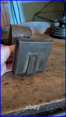 Rare Antique Early Primitive Metal Tin Double Lard Whale Oil Burner 6