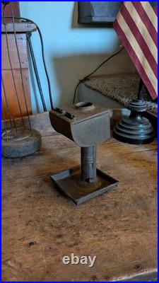 Rare Antique Early Primitive Metal Tin Double Lard Whale Oil Burner 6