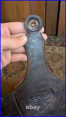 Rare Antique Early Primitive Metal Tin Punched Shield Candleholder Sconce 14.5