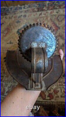 Rare Antique Early Primitive Metal Tin Punched Shield Candleholder Sconce 14.5