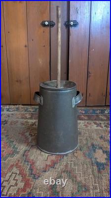Rare Antique Early Primitive Metal Tin Small Butter Churn with Handles 9