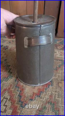 Rare Antique Early Primitive Metal Tin Small Butter Churn with Handles 9