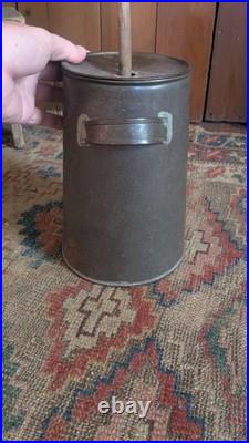 Rare Antique Early Primitive Metal Tin Small Butter Churn with Handles 9