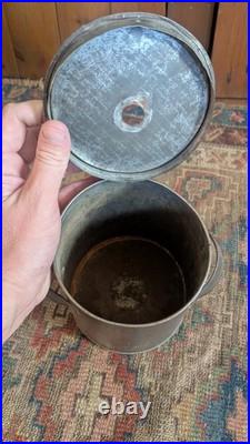 Rare Antique Early Primitive Metal Tin Small Butter Churn with Handles 9