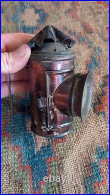 Rare Antique Early Primitive Metal Tin Tole Mini Bullseye Lantern 5 Patina