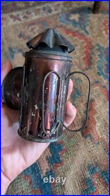 Rare Antique Early Primitive Metal Tin Tole Mini Bullseye Lantern 5 Patina