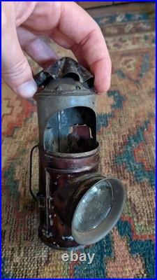 Rare Antique Early Primitive Metal Tin Tole Mini Bullseye Lantern 5 Patina