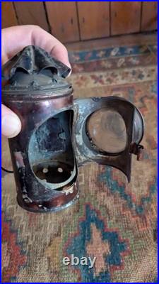 Rare Antique Early Primitive Metal Tin Tole Mini Bullseye Lantern 5 Patina
