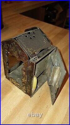 Rare Antique Early Primitive Metal Tin Tole Minors Lantern 5 Dated 1865 Rare Antique Early Primitive Metal Tin Tole Minors Lantern 5 Dated 1865
