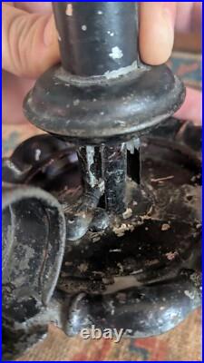 Rare Antique Early Primitive Metal Tin Wedding Band Candleholder 4.25 Signed