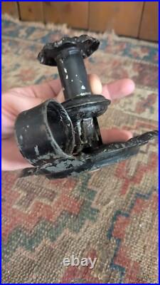 Rare Antique Early Primitive Metal Tin Wedding Band Candleholder 4.25 Signed