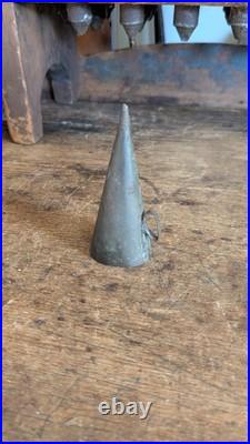 Rare Antique Early Primitive Metal Tin Witch Hat Candle Snuffer 3 Patina