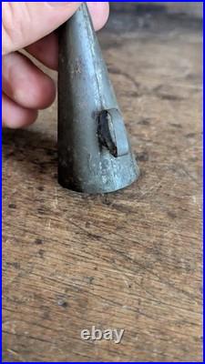Rare Antique Early Primitive Metal Tin Witch Hat Candle Snuffer 3 Patina