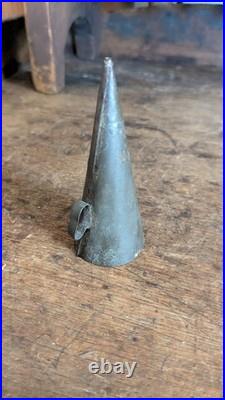 Rare Antique Early Primitive Metal Tin Witch Hat Candle Snuffer 3 Patina