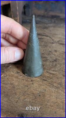 Rare Antique Early Primitive Metal Tin Witch Hat Candle Snuffer 3 Patina