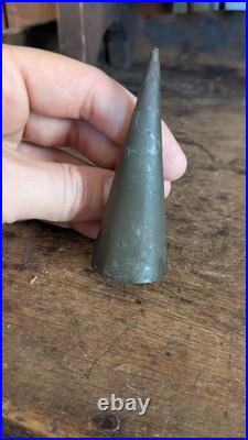 Rare Antique Early Primitive Metal Tin Witch Hat Candle Snuffer 3 Patina