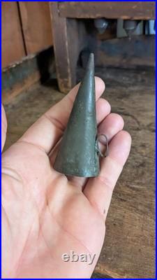 Rare Antique Early Primitive Metal Tin Witch Hat Candle Snuffer 3 Patina