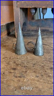 Rare Antique Early Primitive Metal Tin Witch Hat Candle Snuffer 3 Patina
