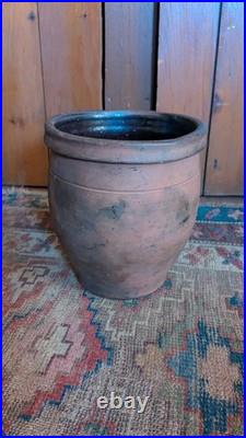Rare Antique Early Primitive PA Redware Butter Cream Pot Crock Signed J. Carey 8