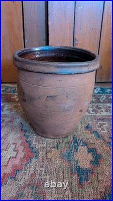 Rare Antique Early Primitive PA Redware Butter Cream Pot Crock Signed J. Carey 8