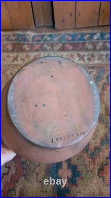 Rare Antique Early Primitive PA Redware Butter Cream Pot Crock Signed J. Carey 8