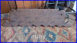 Rare Antique Early Primitive Wood 9 Metal Hook Game Fowl Peg Rack Board 33
