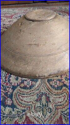 Rare Antique Early Primitive Wood Beehive Footed Dough Bowl 14.5 Patina