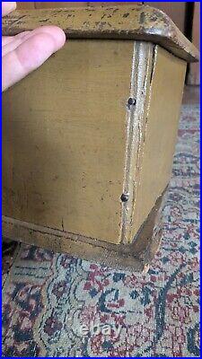 Rare Antique Early Primitive Wood Carved Heart Foot Warmer Mustard Paint 9.25 Rare Antique Early Primitive Wood Carved Heart Foot Warmer Mustard Paint 9.25