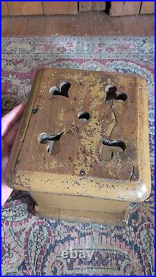 Rare Antique Early Primitive Wood Carved Heart Foot Warmer Mustard Paint 9.25 Rare Antique Early Primitive Wood Carved Heart Foot Warmer Mustard Paint 9.25