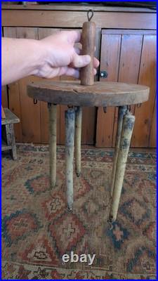 Rare Antique Early Primitive Wood Handmade Candle Dryer Dipper Holder 10.5
