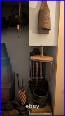 Rare Antique Early Primitive Wood Handmade Candle Dryer Dipper Holder 10.5