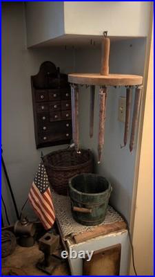 Rare Antique Early Primitive Wood Handmade Candle Dryer Dipper Holder 10.5