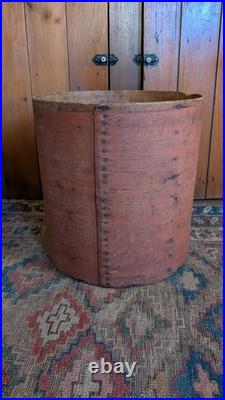 Rare Antique Early Primitive Wood Pantry Measure Box Orig Bittersweet Paint 15