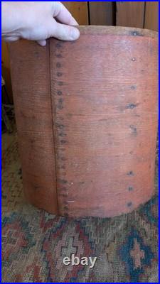 Rare Antique Early Primitive Wood Pantry Measure Box Orig Bittersweet Paint 15
