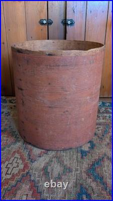 Rare Antique Early Primitive Wood Pantry Measure Box Orig Bittersweet Paint 15