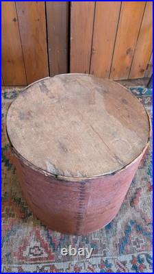 Rare Antique Early Primitive Wood Pantry Measure Box Orig Bittersweet Paint 15
