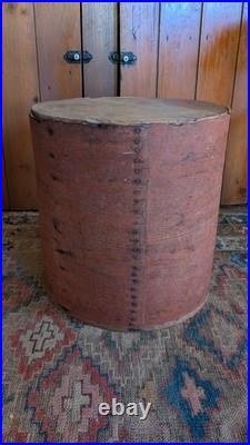 Rare Antique Early Primitive Wood Pantry Measure Box Orig Bittersweet Paint 15