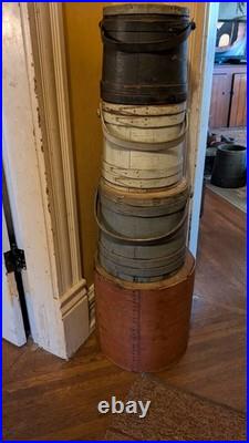 Rare Antique Early Primitive Wood Pantry Measure Box Orig Bittersweet Paint 15