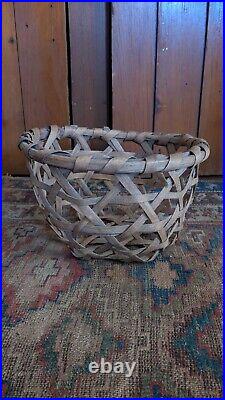 Rare Antique Early Primitive Wood Splint Handmade Cheese Basket 12.25 Patina Rare Antique Early Primitive Wood Splint Handmade Cheese Basket 12.25 Patina