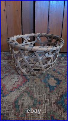 Rare Antique Early Primitive Wood Splint Handmade Cheese Basket 12.25 Patina Rare Antique Early Primitive Wood Splint Handmade Cheese Basket 12.25 Patina