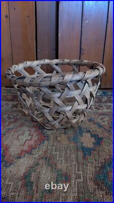 Rare Antique Early Primitive Wood Splint Handmade Cheese Basket 12.25 Patina Rare Antique Early Primitive Wood Splint Handmade Cheese Basket 12.25 Patina