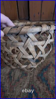 Rare Antique Early Primitive Wood Splint Handmade Cheese Basket 12.25 Patina Rare Antique Early Primitive Wood Splint Handmade Cheese Basket 12.25 Patina