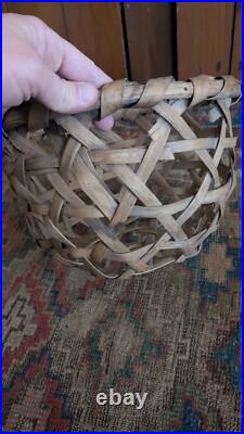 Rare Antique Early Primitive Wood Splint Handmade Cheese Basket 12.25 Patina Rare Antique Early Primitive Wood Splint Handmade Cheese Basket 12.25 Patina