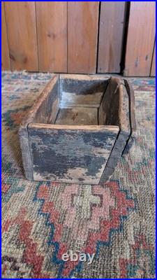 Rare Antique Early Primitive Wood Wall Candle Box Orig Red Paint 12 Sq. N